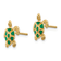 14k Yellow Gold Textured Green Enameled Sea Turtle Stud Earrings