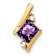 10k Yellow Gold 0.52 ctw Cushion Amethyst and Diamond Chain Slide Pendant