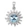 Rhodium Over Sterling Silver Polished Blue Crystal Sun Pendant