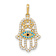 14k Yellow Gold Multi-colored Cubic Zirconia Hamsa Pendant