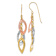 14k Tri-color Gold Diamond-cut Tear Drop Dangle Earrings