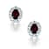 Ruby Color CZ Halo Stud Earrings In Sterling Silver