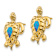 14k Yellow Gold Textured Lab Created Opal Turtle Stud Earrings