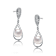 Pearl And CZ Drop Earrings In Sterling Silver
