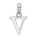 Rhodium Over 14k White Gold Polished Block Letter V Initial Pendant