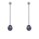 7.5-8mm Black Cultured Freshwater Pearl Rhodium Over Sterling Silver Earrings