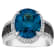 Sterling Silver Swiss Blue Topaz With Black Spinel and Lab Created White
Sapphire Ring 6.1ctw