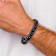 Stainless Steel Polished Black Leather with Multi-color Wire 8.25-inch Bracelet