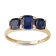 Square Cushion Lab Created Sapphire 3-Stone 10K Yellow Gold Ring 2.00ctw