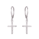 White Diamond Rhodium Over Sterling Silver Cross Earrings 0.19ctw