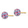 14k Yellow Gold 6mm Multi-Colored Crystal Ball Stud Earrings