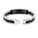 Mens Stainless Steel, Black Leather and Carbon Fiber Link Bracelet