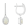 7x5mm Oval Opal 1/3 ctw Diamond Rhodium Over Sterling Silver Halo Dangle Earrings