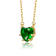 Emerald Color CZ Heart Shape Solitaire Necklace In 14K Gold Over Brass