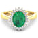1.19ctw Green Emerald and Diamond 14K Yellow Gold Halo Ring
