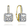 Princess-Cut CZ Halo Drop Earrings In 14K Gold Over Brass