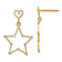 14K Two-tone Gold Diamond-Cut Heart and Star Dangle Earrings