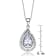 Pear Shape CZ Outline Pendant Necklace In Sterling Silver