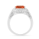 Peach Orange Lab Created Padparadscha Sapphire Rhodium Over Sterling
Silver Cushion Cut Ring