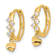 14K Yellow Gold Cubic Zirconia Heart Dangle Hinged Hoop Earrings