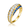 Sapphire Color CZ Cocktail Ring In 14K Gold Over Sterling Silver