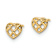14k Yellow Gold Heart Stud Earrings