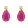 6x4mm Pear Shape Ruby with Diamond Accents 14k Yellow Gold Stud Earrings