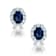 Sapphire Color CZ Halo Stud Earrings In Sterling Silver 7.4ctw