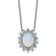 Rhodium Over Sterling Silver Lab Created Opal and Cubic Zirconia Oval
Halo Necklace