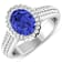 Oval Purple Tanzanite Diamond Bridge 14K White Gold Ring
