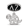 Sterling Silver LogoArt Delta Zeta Oval with Turtle Dangle Bead