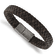 Brown Braided Leather and Stainless Steel Brushed 8.25-inch Bracelet