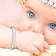 Rhodium Over Sterling Silver Enamel PRINCESS with Chain Baby Bangle