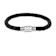 Mens Black Leather Braided Rope Bracelet with Stainless Steel Magnetic Closure