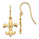 14k Yellow Gold Polished Fleur De Lis Dangle Earrings