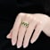 Emerald Color CZ And White CZ Band Ring In 14K Gold Over Sterling Silver