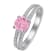 Round Pink and White Cubic Zirconia Sterling Silver Ring