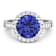 Round Violet Tanzanite and Diamond 14K White Gold Halo Ring 3.11 ctw