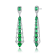 Green Cubic Zirconia, Rhodium Over Sterling Silver Ladder Style Dangle Earrings