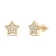 White Cubic Zirconia 14k Yellow Gold Star Earrings With Velvet Gift Box 0.30ctw
