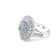 10x8mm Oval Aquamarine and White CZ Rhodium Over Sterling Silver Ring, 2.46ctw