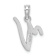 Rhodium Over 14k White Gold Polished Script Letter V Initial Pendant