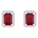7x5mm Emerald Cut Created Ruby And Created White Sapphire 10k White Gold
Halo Stud Earrings