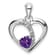 Rhodium Over 14k White Gold Amethyst and Diamond Heart Pendant
