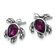 Rhodium Over Sterling Silver Antiqued Crystal February Birthstone Turtle Earrings