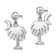 Rhodium Over 14k White Gold Charleston Palm Tree with Moon Dangle Earrings