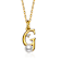 Initial G CZ And Pearl Simulant Pendant Necklace In 14K Gold Over Brass