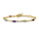 14k Two-tone Gold with Rhodium Over 14k Yellow Gold Rainbow Gemstone and
Diamond Infinity Bracelet