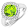 Cushion Cut Green Peridot and White Diamond 14K White Gold Halo Ring
2.26 ctw