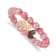 Rose Stainless Steel Antique and Polish Pink Dyed Jade Stretch Bracelet